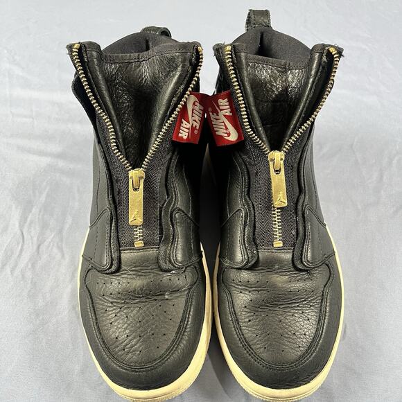 Nike Air Jordan 1 Retro High Zip Womens Size 9 Black Leather Sneakers AQ3742-016 - Picture 3 of 6